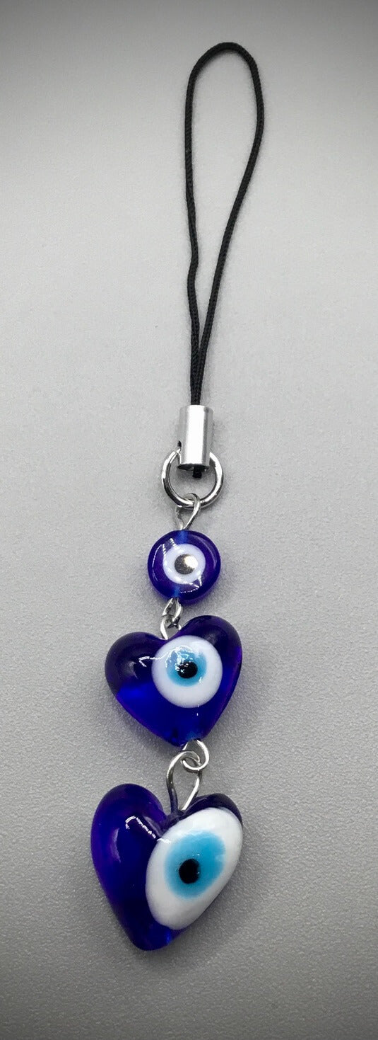 Evil Eye Glass Heart 4"L