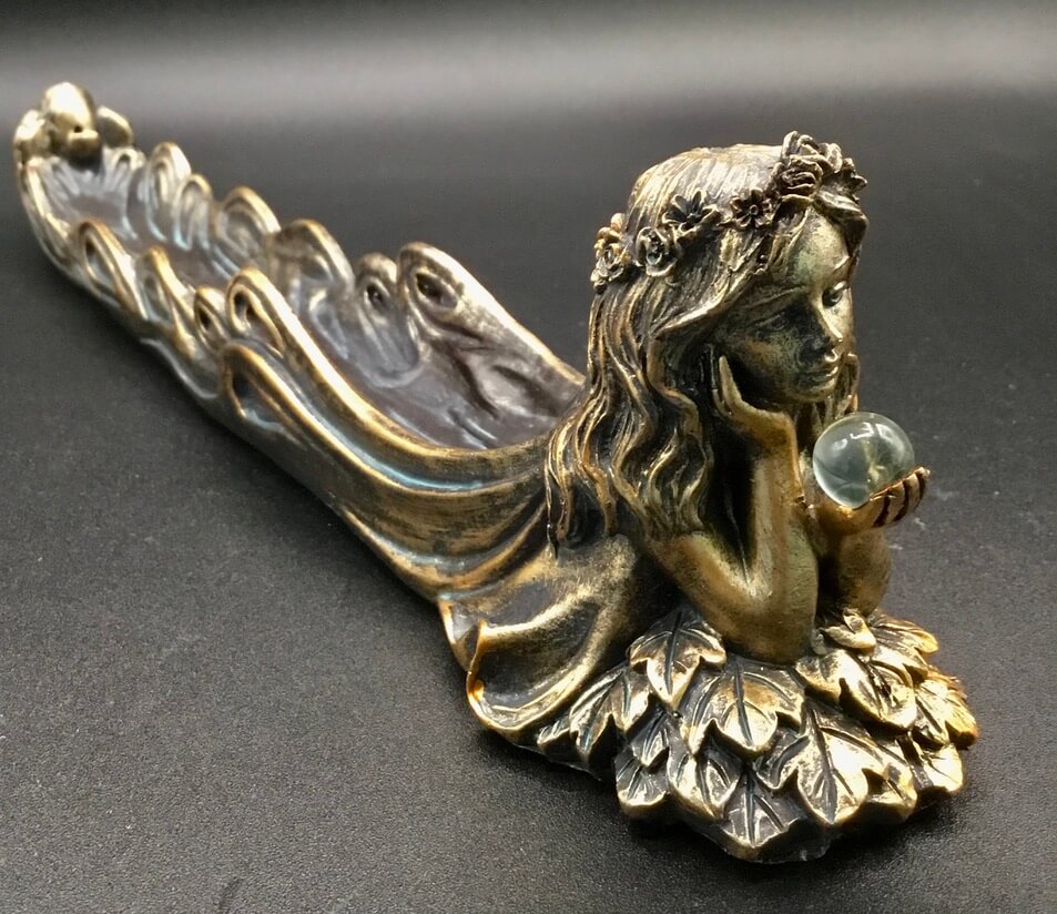 Golden Fairy with Sphere - Polyresin Incense Holder