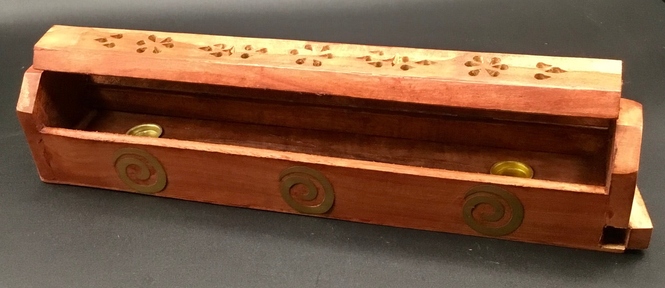 Wood Incense Box - Spirals 12"
