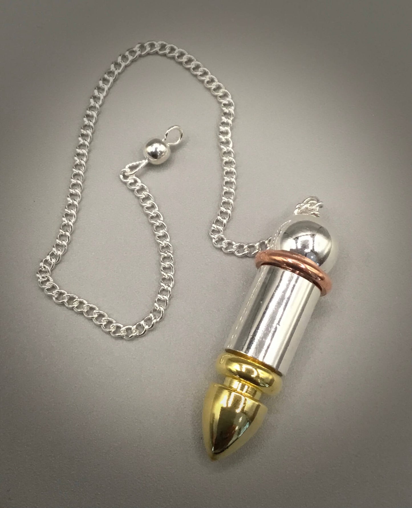 Chambered Silver Brass Bullet / Copper Energy Ring Pendulum