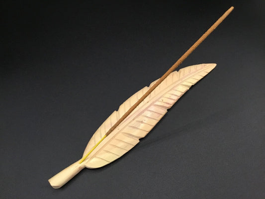Wood Incense Holder ~ Feather
