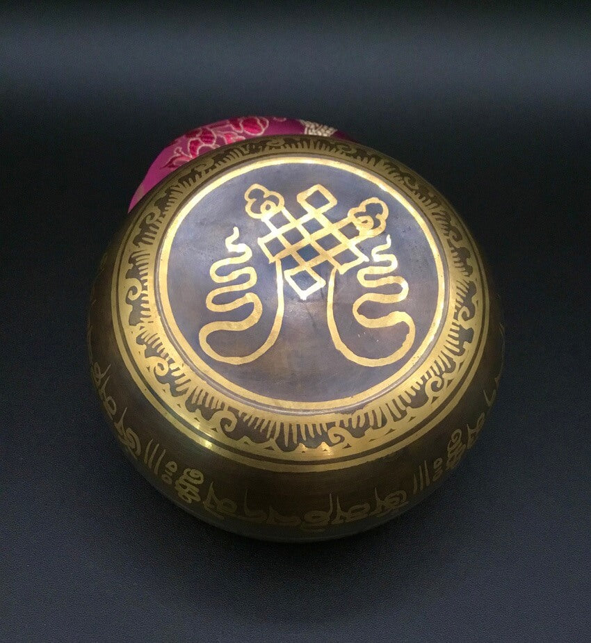 Antique Tibetan Singing Bowl with Buddhist Mantra Carved For Healing & Meditation