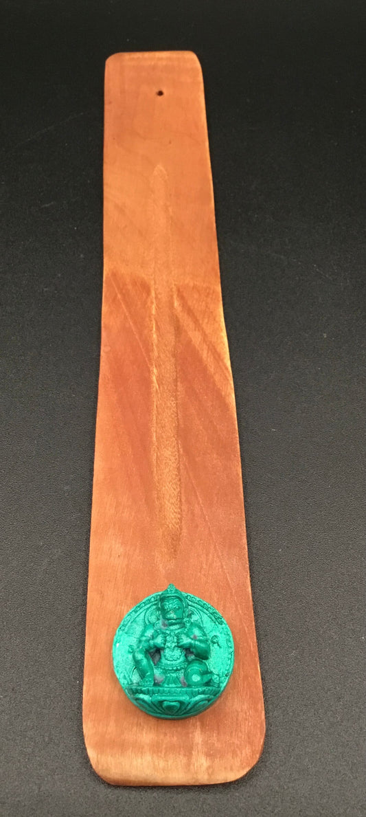 Wood Incense Holder - Turquoise Medal - Hanuman