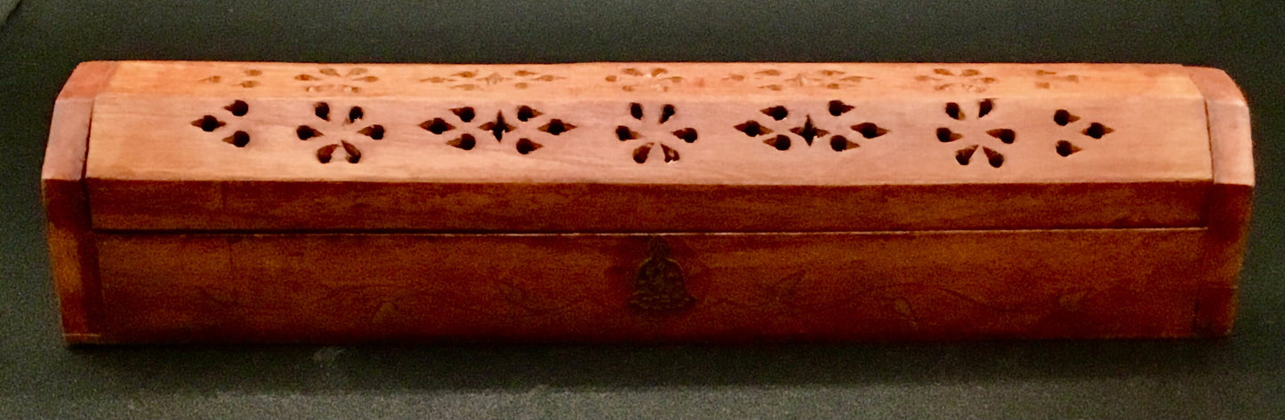 Wood Incense Storage Box ~ Buddha