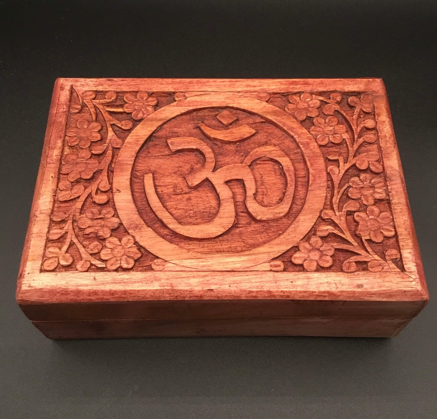 Wood Lined Box -Carved with OM